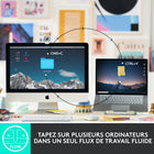 Logitech - MX Keys Mini Minimaliste Clavier Sans Fil Illuminé - USB-C - Rose-Rechargeable USB-C : MX Keys Mini clavier bluetooth reste chargé jusqu'à 10 jours avec une batterie chargée complètement et jusqu'à 5 mois avec le rétroéclairage éteint