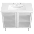 Modway - Calla 36" perforé Métal Vanette de salle de bain - Blanc blanc-Assemblée requise