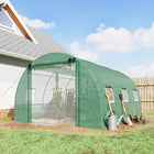 Outsunny - Serre tunnel à pied 13 pi x 9,8 pi x 6,6 pi avec 2 barres de support, blanc-Doté d’une bâche en PE offrant une protection UV et prolongeant les saisons  
