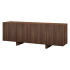 Hudson&Canal - Meuble TV rectangulaire cannelé Harold pour téléviseurs jusqu'à 75 po - Noyer satiné-Le plateau supérieur supporte un poids maximal de 34 kg (75 lb), les étagères inférieures peuvent supporter chacune 11 kg (25 lb)