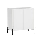 Manhattan Comfort - Ensemble de 2 meubles modernes Abbey : armoire d’appoint et bibliothèque - blanc-Cadre surélevé avec pieds fins pour un nettoyage facile en dessous et une touche moderne et aérée