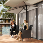 Outsunny - Parasol de patio demi-lune avec 5 baleines - 8 pi - blanc crème-Se place à ras d’un mur ou d’une porte vitrée