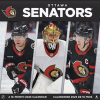 DateWorks - Calendrier Mural de 16 Mois 2025 des Sénateurs d'Ottawa - 12 po x 12 po - Bilingue-Septembre 2024 - Décembre 2025