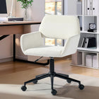 Homy Casa - Chaise de bureau pivotante avec roulettes, Tissu beige-Hauteur réglable pour un confort personnalisé