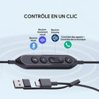 Casque UC double Yealink UH46 - Casque pour téléphone et ordinateur - Certifié UC - Noir-Longueur du câble USB : 1,5 m (de l'unité de contrôle d'appel à la prise USB)