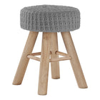 Monarch Specialties - 9013 Pouf - Tricot Gris/Pattes Bois Naturel-1