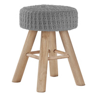 Monarch Specialties - 9013 Pouf - Tricot Gris/Pattes Bois Naturel-1