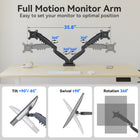 ShoppingAll - Support de moniteur double VESA avec bras à ressort à gaz entièrement réglable et pince de bureau - Noir-Système de pince Swift Claw : Se fixe solidement à toute surface de bureau de 0,59 à 3,94 pouces d’épaisseur, sans abîmer la table