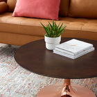 Modway - Lippa Rond de 36 po Bois Table basse - Noyer rose cerisier-Socle en métal rose poli