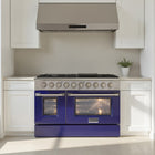 Kucht - 48 po Série KNG Cuisinière Pro Style au gaz propane - Acier inoxydable/Bleu-Grilles de cuisson robustes en fonte résistantes à la chaleur intense permettant de déplacer les ustensiles d’un brûleur à l’autre sans les soulever