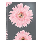 Blueline - 2026 Agenda mensuel Ruban Rose 14 mois - 8-7/8 po x 7-1/8 po - Marguerite Rose - Bilingue-Un mois par page double avec un bloc par jour 