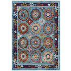 Modway - Entourage Treillis marocain floral vieilli d’Odile Tapis de comédie 8 pi l x 10 pi L - Bleu, Rouge, Orange, Jaune-Tapis floral marocain vieilli usé