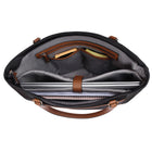 Seven Days - Sac Fourre-Tout Pour Ordinateur Portable Jusqu'à 17.3 po avec RFID - Noir-Accents en cuir végétal cognac et quincaillerie en nickel