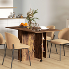 HOMCOM - Table à manger pliante à abattant avec étagères à 2 niveaux et roulettes pour 2-4 personnes - brun rustique-Peut accueillir jusqu'à six personnes