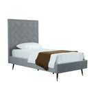 Manhattan Comfort - Lit une place moderne Crosby 81,1" en velours - Gris-Assemblage à domicile requis Tout le matériel inclus