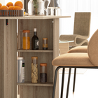 HOMCOM - Table à manger pliante avec abattant, étagères à 2 niveaux et roulettes pour 2 à 4 personnes - bois naturel-Structure robuste en panneau de particules, avec un revêtement en mélamine légèrement protecteur