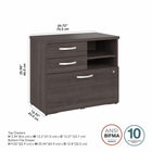 Bush Business Furniture - Armoire de rangement de bureau hybride avec tiroirs, gris tempête (HYF130SGSU-Z)-Deux tiroirs permettent de ranger et d'accéder facilement aux ustensiles d'écriture, aux blocs-notes et aux autres petites fournitures de bureau.