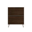 Manhattan Comfort - Rockefeller commode haute et table de chevet style milieu du siècle - marron - ensemble de 2-Garantie limitée du fabricant de 30 jours