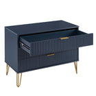 Manhattan Comfort - Dumbo table de chevet moderne 1 tiroir et commode 3 tiroirs - bleu minuit - ensemble de 2-Assemblage « Snap It » Comprend des rainures internes de haute qualité pour un assemblage simple, sans outils requis