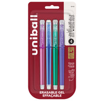 uni-ball – Stylos à gel effaçable– pointe moyenne (0,7 mm) – Couleurs tendance – paquet de 4-Stylos gel