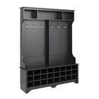 Prepac - Armoire d'entrée Wide Hall Tree 60 po avec 24 compartiments à chaussures - Noir-6 crochets doubles solides