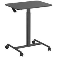 ShoppingAll - Chariot pour ordinateur portable à hauteur réglable pneumatique assis-debout - Noir-POSTE DE TRAVAIL POUR ORDINATEUR: Bureau En Bois D’Une Seule Pièce Mesurant 28.3” x 18.9”, Idéal Pour Accueillir Presque Tous Les Moniteurs, Ordinateurs Portables Ou Tablettes Avec Claviers.