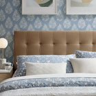 Modway - Lily Velours de performance résistant aux taches Tête de lit pleine grandeur, Taupe-Rembourrage en mousse dense