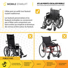 Mobile StairLift - Atlas - Monte-escalier pour fauteuil roulant portable - couleurs assorties-Poids du produit léger de 53 lb pour une manipulation et un chargement facilités