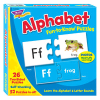 TREND enterprises – Casse-tête Alphabet Fun-to-Know-Casse-tête amusants à 2 pièces pour l'enseignement des lettres majuscules, des lettres minuscules, des sons de lettres et de mots charnières