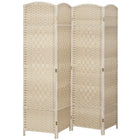 HOMCOM - séparateur de pièce autoportant 4 panneaux tressé à la main pour bureau à domicile, chambre - chêne clair-Conception pliante à 4 panneaux avec 9 charnières en métal pour un rangement facile  
