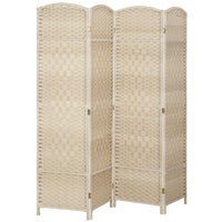HOMCOM - séparateur de pièce autoportant 4 panneaux tressé à la main pour bureau à domicile, chambre - chêne clair-Conception pliante à 4 panneaux avec 9 charnières en métal pour un rangement facile  
