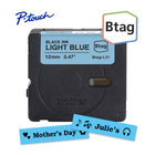 Brother - BTAGL31 Ruban non laminé bleu pâle avec texte noir authentique pour étiqueteuse P-touch, 12 mm (L) x 4 m (l)-Btag + P-touch = une équipe créative du tonnerre. Utilisez les rubans d’étiquettes non laminées Btag de 12 mm conçus spécialement pour les étiqueteuses P-touch PT-N10, PT-N20 et PT-N25BT de Brother.
