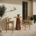 Modway - Rowe 3 pièces Terrasse extérieure Bois de teck Bar Set - Naturel-Siège et dossier en rotin synthétique