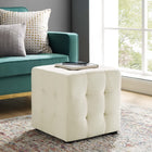 Modway - Contour Cube à touffes Performance Velvet Ottoman - Ivoire-Sellerie en velours en polyester