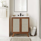 Modway - Soma 30" Armoire de toilette de salle de bain (lavabo non inclus) - Noyer-Poignées de porte en métal