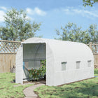 Outsunny - serre tunnel 14,6 pi x 6,6 pi x 6,6 pi avec porte et fenêtre de ventilation, blanc- La bâche en maille PE résistante aux UV résiste à la pluie et au vent  
