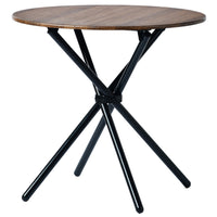 Homy Casa - Table de Conférence Ronde Multifonctionnelle de 31,5 po - Noyer-Table à manger ronde moderne avec finition bois noyer et cadre en métal pour durabilité et style