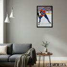 Leon Draisaitl 20x29 Oilers Action-V - Toile encadree - 22" x 31"-Prêt à accrocher - livré entièrement assemblé