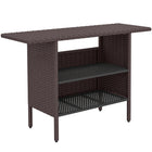 Outsunny - Table de bar en rotin 55 po avec 2 étagères de rangement et structure en acier-2 étagères ouvertes pour vos bouteilles, verres, ustensiles ou autres accessoires de bar