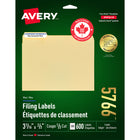 Avery − Étiquettes pour dossiers TrueBlock laser et jet d’encre − 3 7/16 po x 2/3 po − barre bleue − paquet de 600 (5766)-Étiquettes pour dossier