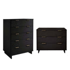 Manhattan Comfort - Granville commode et chiffonnier modernes - noir - ensemble de 2-Commode de chambre à coucher au style moderne-contemporain avec une touche de glamour comprenant une commode haute et une commode standard