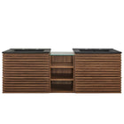 Modway - Render Évier double mural de 62" Vanette de salle de bain - Noir noyer-8