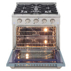 Kucht - 30 po Série KDF Cuisinière Pro Style au gaz naturel - Acier inoxydable/Bleu pâle-Finition complète en acier inoxydable avec poignée professionnelle et boutons de commande en métal argenté classique pour un look haut de gamme et durable