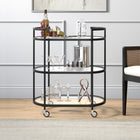 Hudson&Canal - Chariot de bar ovale Leif 30 po de largeur - Bronze noirci-Finition bronze noirci artisanale appliquée sur le cadre