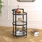 Hudson&Canal - Chariot de bar rond Hause 21" de largeur - Bronze noirci-Nettoyer avec un chiffon doux et sec, sans produits chimiques agressifs ni produits de nettoyage abrasifs