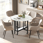 HOMCOM - Table à manger pliante à abattant sur roulettes avec étagère de rangement ouverte pour 4-6 personnes - marbre blanc-La surface en mélamine résistante aux rayures garantit un nettoyage et un entretien faciles 