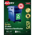 Avery 6575 Étiquettes d'identification durables blanches, laser, 8-1/2" x 11", 50/pqt-Parfaites pour les applications difficiles