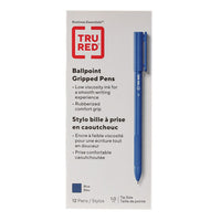 TRU RED - Stylos à bille avec prise caoutchoutée – 1,0 mm – bleus – paquet de 12-Barillet rond et léger pour une écriture confortable et contrôlée
