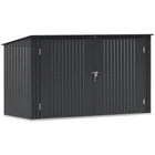 Outsunny - Abri pour bacs à ordures 7,6 pi x 3,4 pi pour 3 poubelles - gris foncé-Peut accueillir jusqu'à 3 bacs, les protégeant des conditions météorologiques difficiles  
