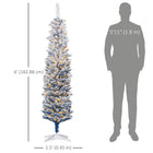 HOMCOM - Arbre de Noël artificiel pré-éclairé de 6 pi - pointes enneigées-La forme crayon ne prend pas beaucoup de place au sol ou sur la table, convient aux petites pièces ou à un deuxième sapin de Noël dans une entrée 
